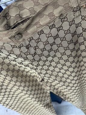 Gucci Beige Brown Monogram Chinos